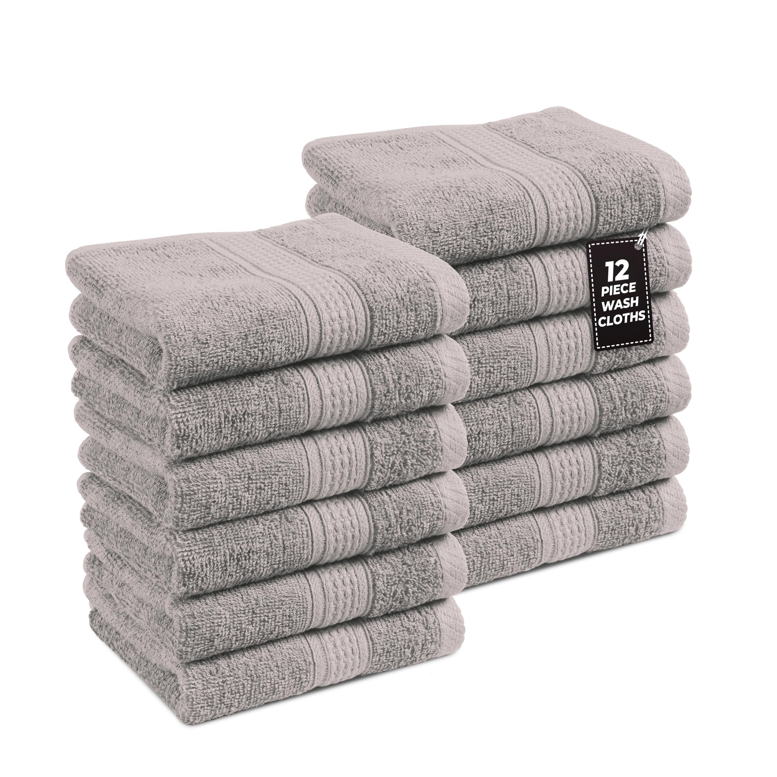 Lane Linen Bathroom Towels Sets - 24 PCs - 100% Durable Cotton Towels - Absorbent & Quick Drying - 4 Bath, 4 Fingertip, 6 Hand Towel, 8 Washcloth, 2 Bath Sheet - Housewarming Essentials - Black Towels