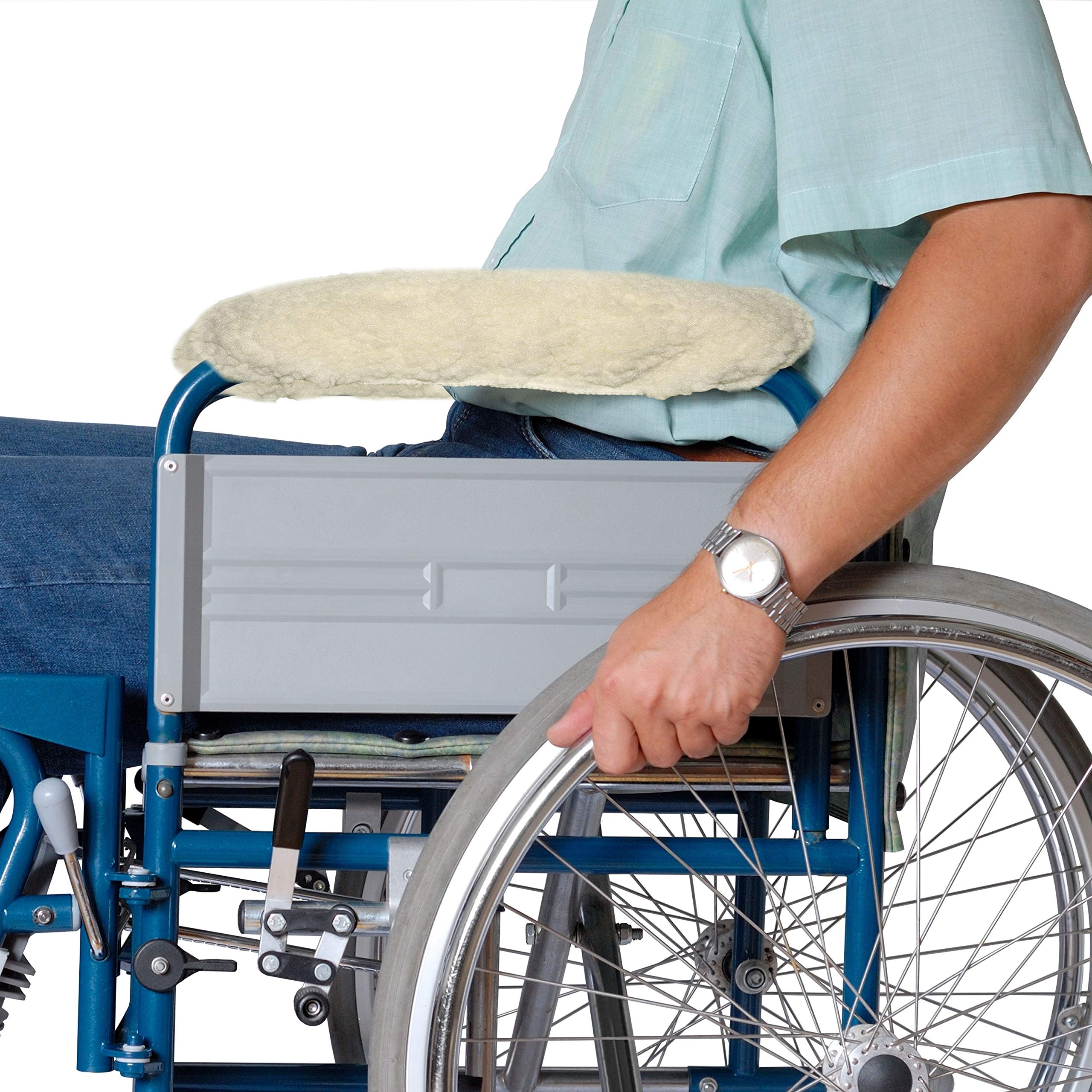Rehabilitation Advantage Fundas para reposabrazos de silla de ruedas de piel de oveja