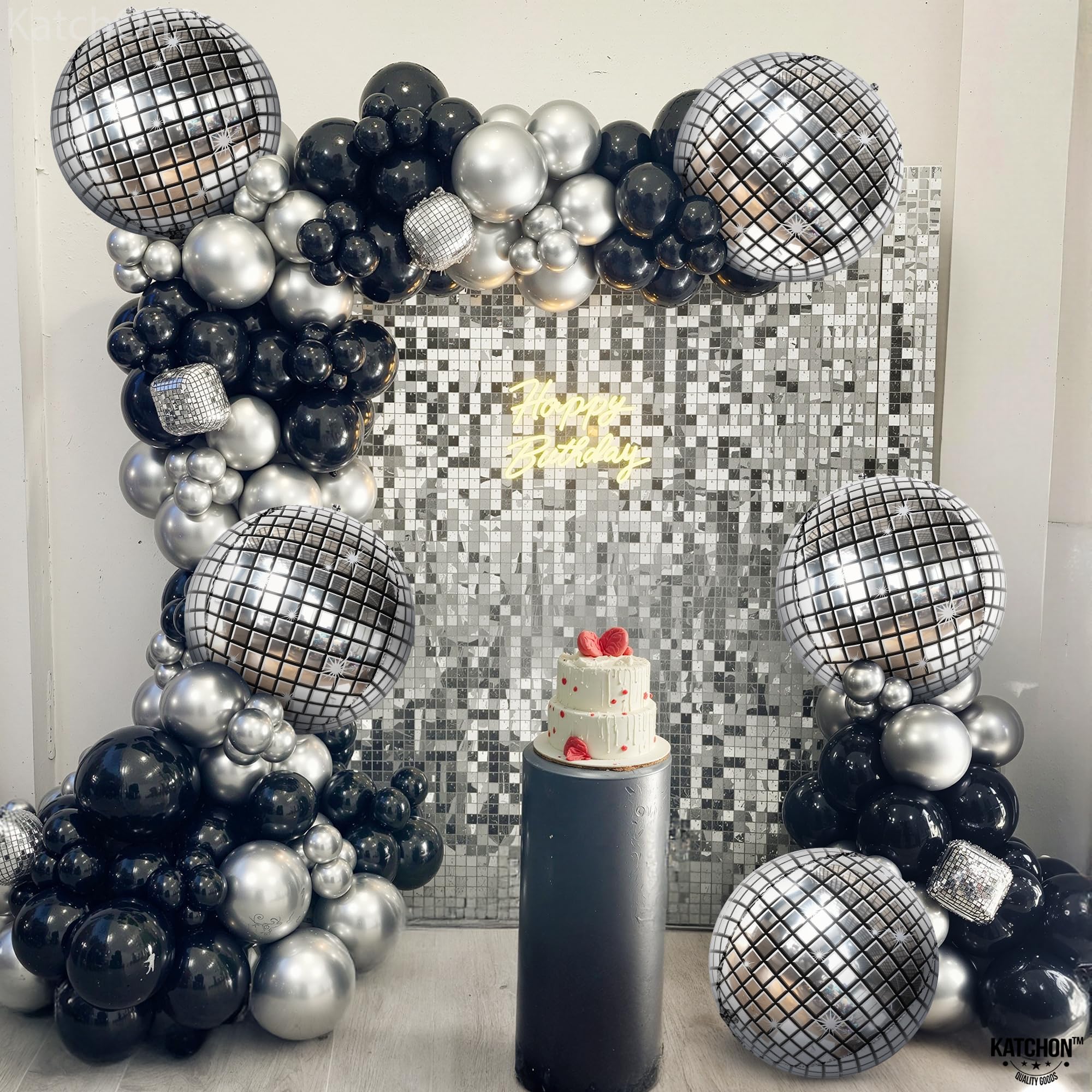 KatchOn, Silver Disco Ball Balloons - Huge 22 Inch, Pack of 6 | 4D Sphere Balloons for Disco Party Decorations | Bachelorette, Birthday, Retro Party Decorations | New Years Decorations 2026