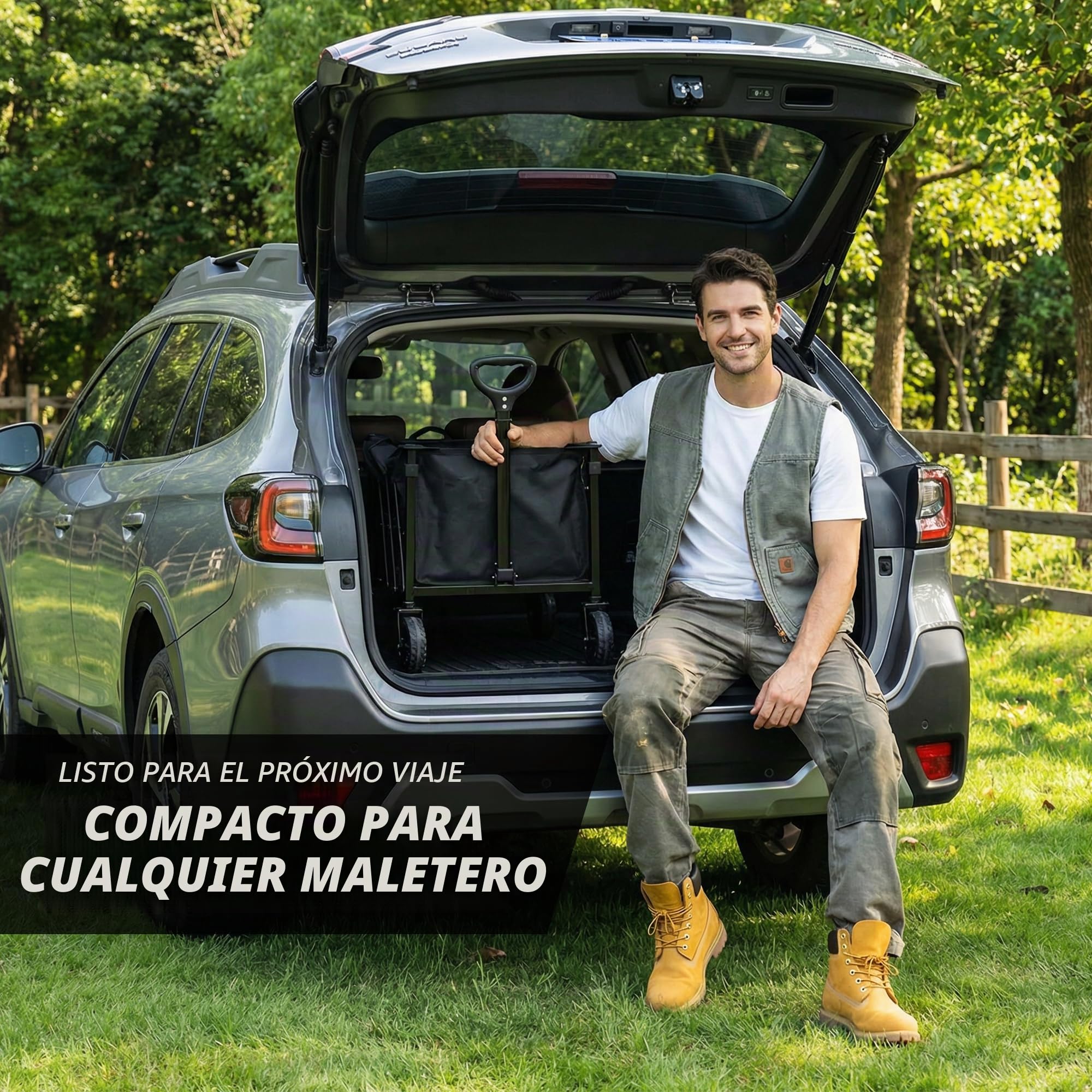 LEWANJA 100L Carro Playa Plegable, Robusto Carrito de Jardín con Mango Ajustable, Carga 100kg, para Festivales, Camping y Compras