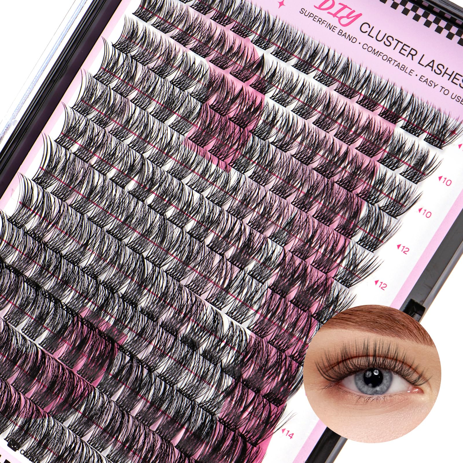 CALAILIS 168 Stück DIY Cluster Wimpern D Curl Individuelle Extensions - Wimpernverlängerung Volume Büschel für Zuhause (03,10-16MIX)