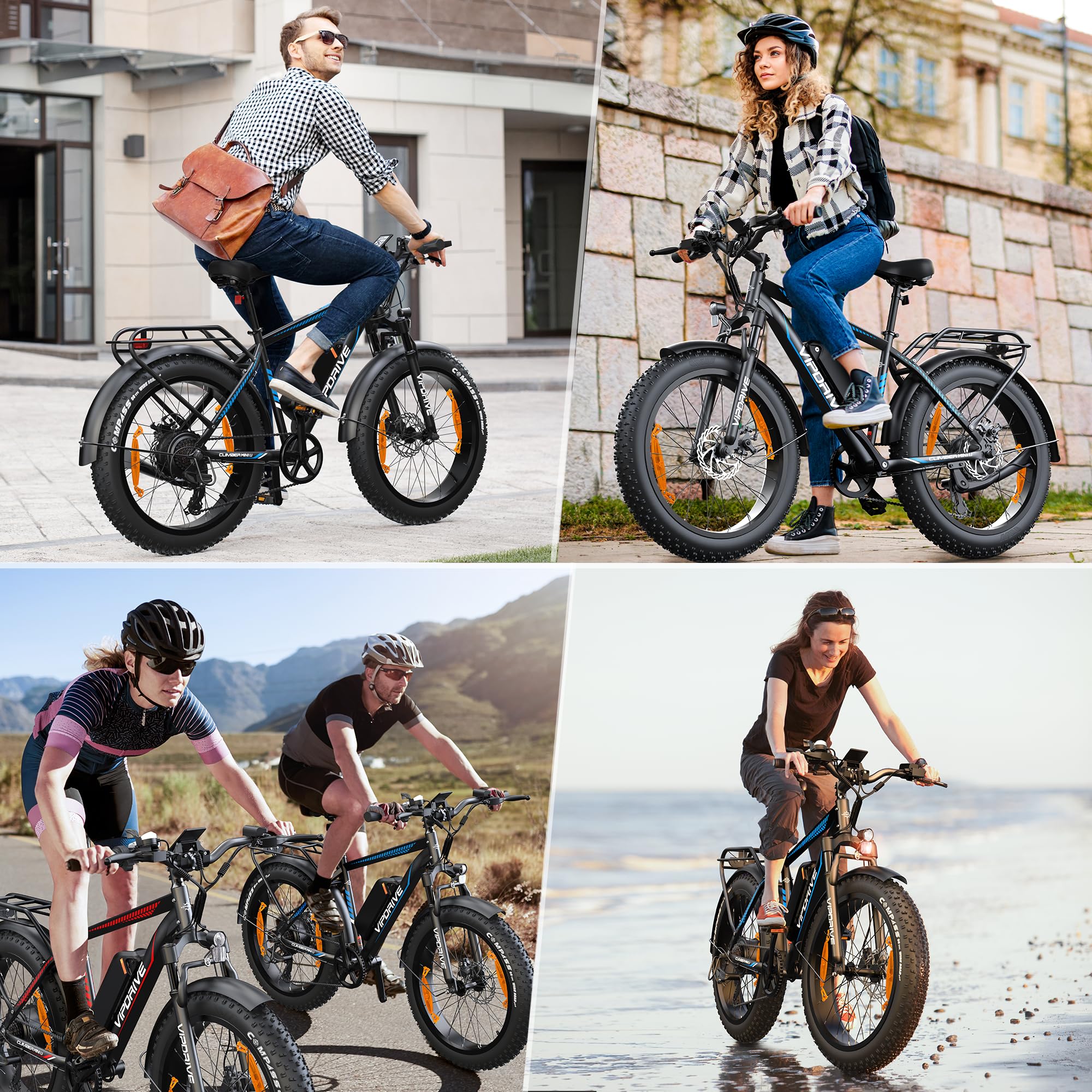 E Bike Herren Elektrofahrräder Ebike 48V 13Ah 624Wh Abnehmbarer Akku, 24 Zoll Fat Tire 250W Motor 5 PAS-Modus Damen E-Bike 7-Gang mit LCD-Display (Blau【13AH 624Wh 62Nm】)