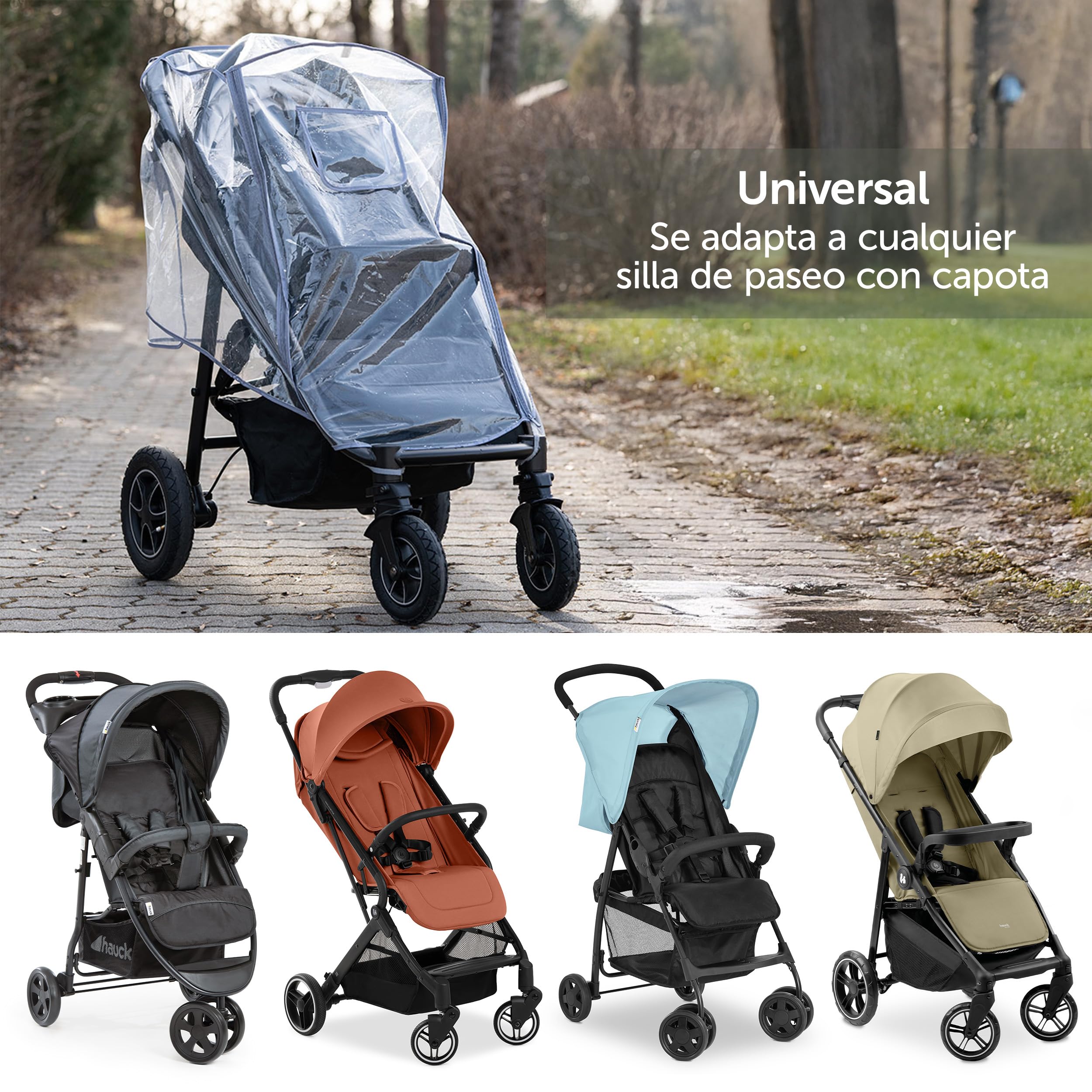 Zamboo Plastico Lluvia Silla Paseo Universal – Burbuja Impermeable para Carrito con Cremallera Frontal Ventana de Contacto y Ventilación - Seguro - Libre de PVC y Contaminantes - Transparente