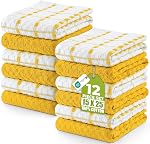 Utopia Towels Kitchen Towels, 12 Pack, 15 by 25 Inches, Dobby Weave, 100% Ring Spun Cotton, Super Soft and Absorbent Dish, Tea, and Bar Towels, Black