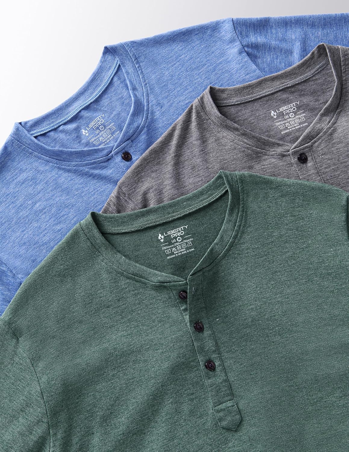 Liberty Pro 3-Pack: Men's Casual Henley Shirts – Comfort Soft Stretch Tees, Relaxed Fit 3-Button Summer T-Shirts - Image 6
