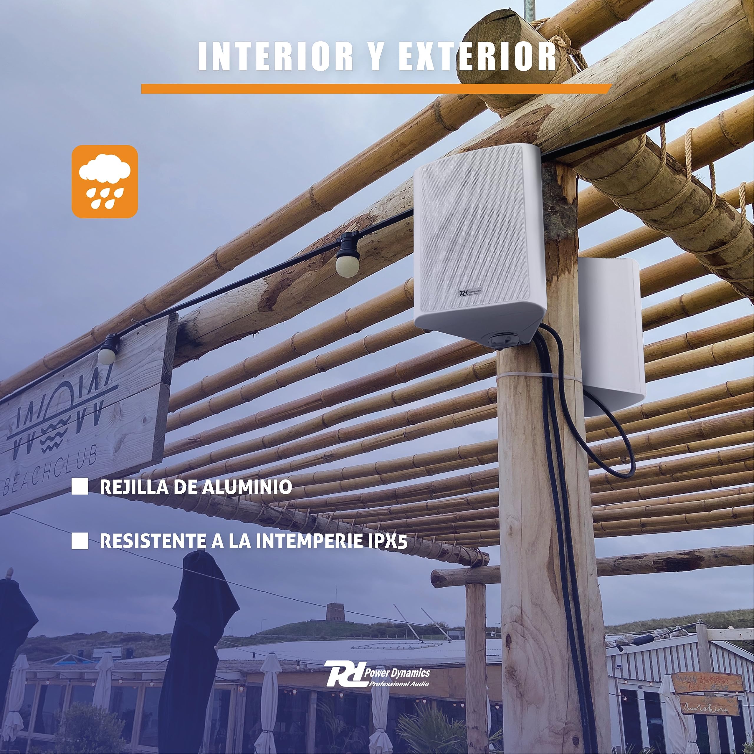 Par Altavoces Vonyx BC65V 6.5″ – 150W Máximo, 45W RMS, 8Ω/100V, IPX5 – Pasivos, Para Interior Y Exterior – Incluye Soportes De Montaje – Negro