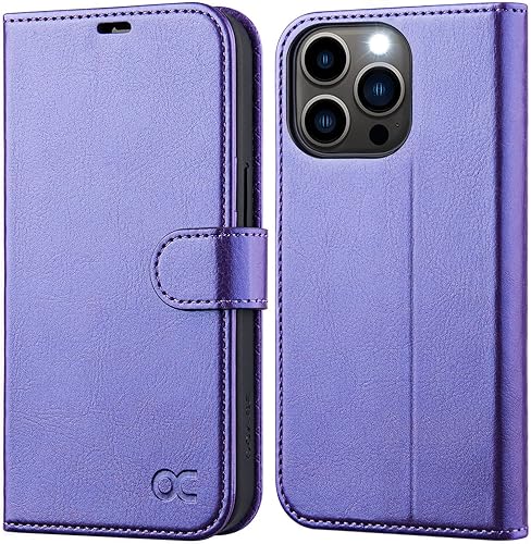 Miniatura 8 de OCASE Retro Series - Funda tipo cartera compatible con iPhone 14 Pro con tarjetero bloqueo RFID carcasa interior de poliuretano termoplástico