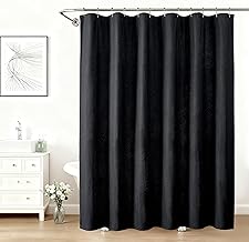 Aiyufeng Black Shower Curtains for Bathroom，Dot Like Embossed Textured Waterproof Soft Polyester Cloth Shower Curtain，Hotel Spa Machine Washable，72Wx72L