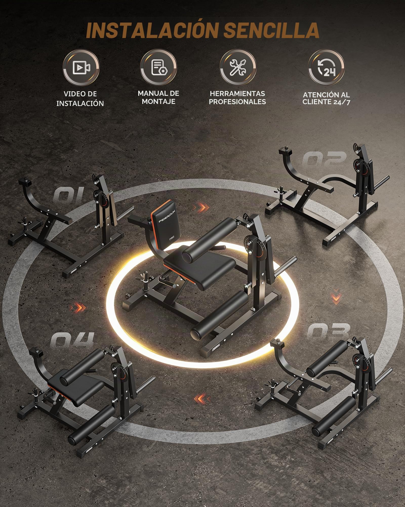 FEIERDUN Máquina de extensión de piernas ajustable 4 en 1, máquina de extensión de piernas de 700 libras de capacidad para entrenamientos de la parte inferior del cuerpo, máquina de rizado de piernas