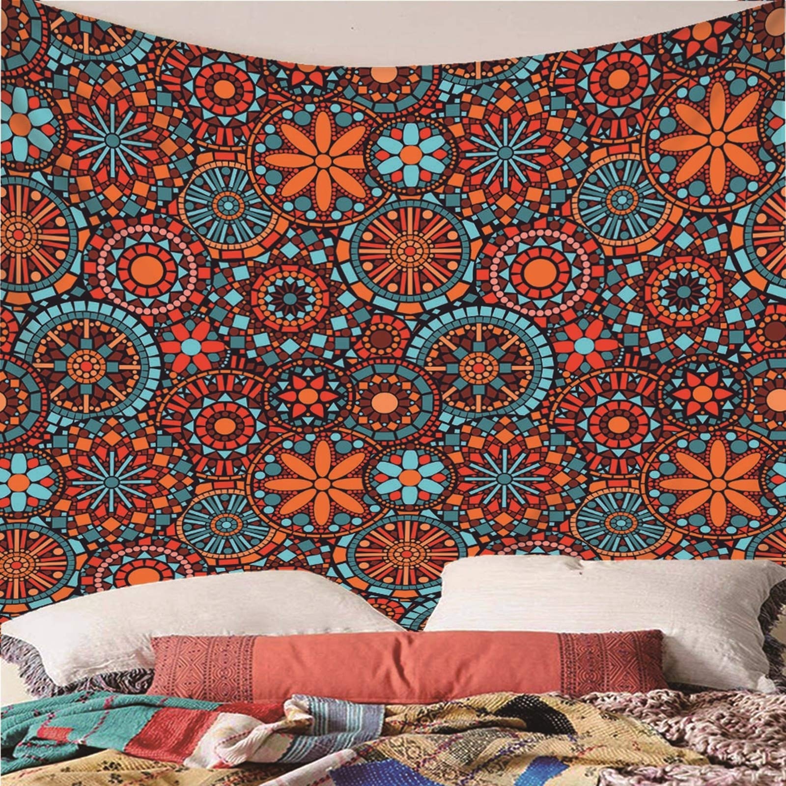 Aeici Tapices Pared, Tapiz Cama Étnico Retro Tapices De Pared Wall Hanging, Bedsheet(350X256Cm)
