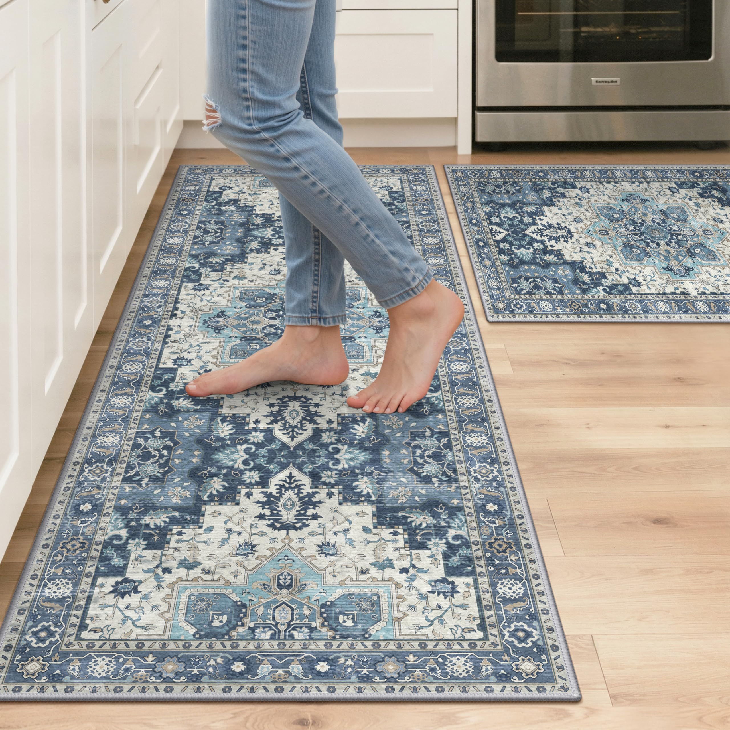 GENIMO Anti Fatigue Kitchen Mats for Floor 2PCS, Cushioned Standing Mats