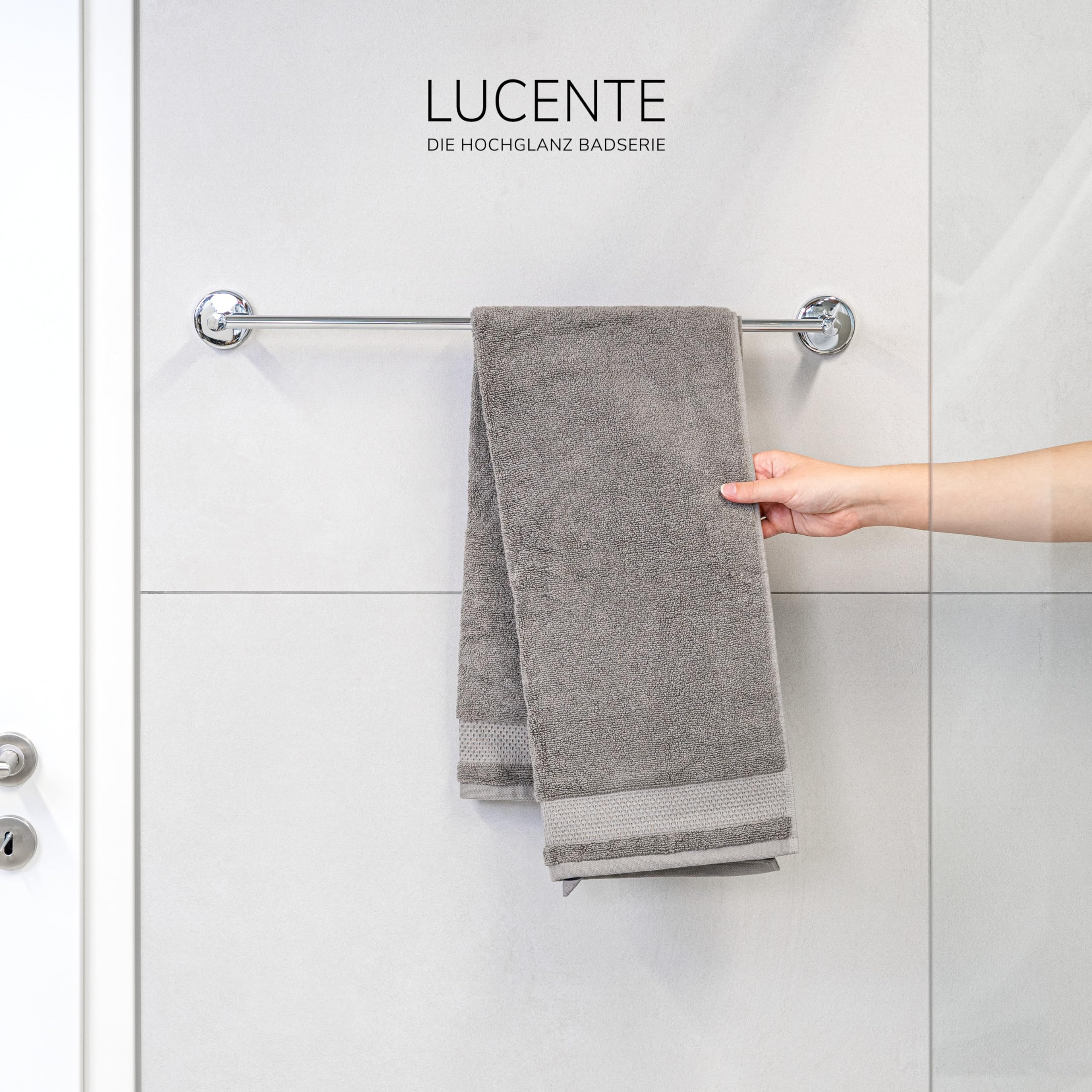 Klobürste Wand Bad-Serie LUCENTE - Teleskop-Handtuchstange, Aus Edelstahl Handtuchhalter Ausziehbar