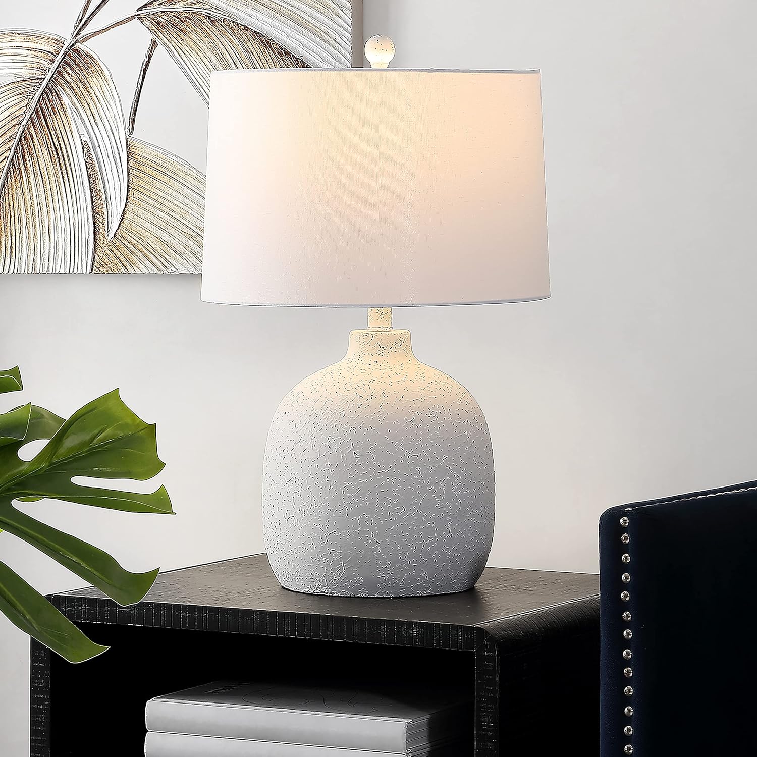 SAFAVIEH Lighting Collection Veleri Modern Cream 24-inch Bedroom Living Room Home Office Desk Nightstand Table Lamp (LED Bulb Included)