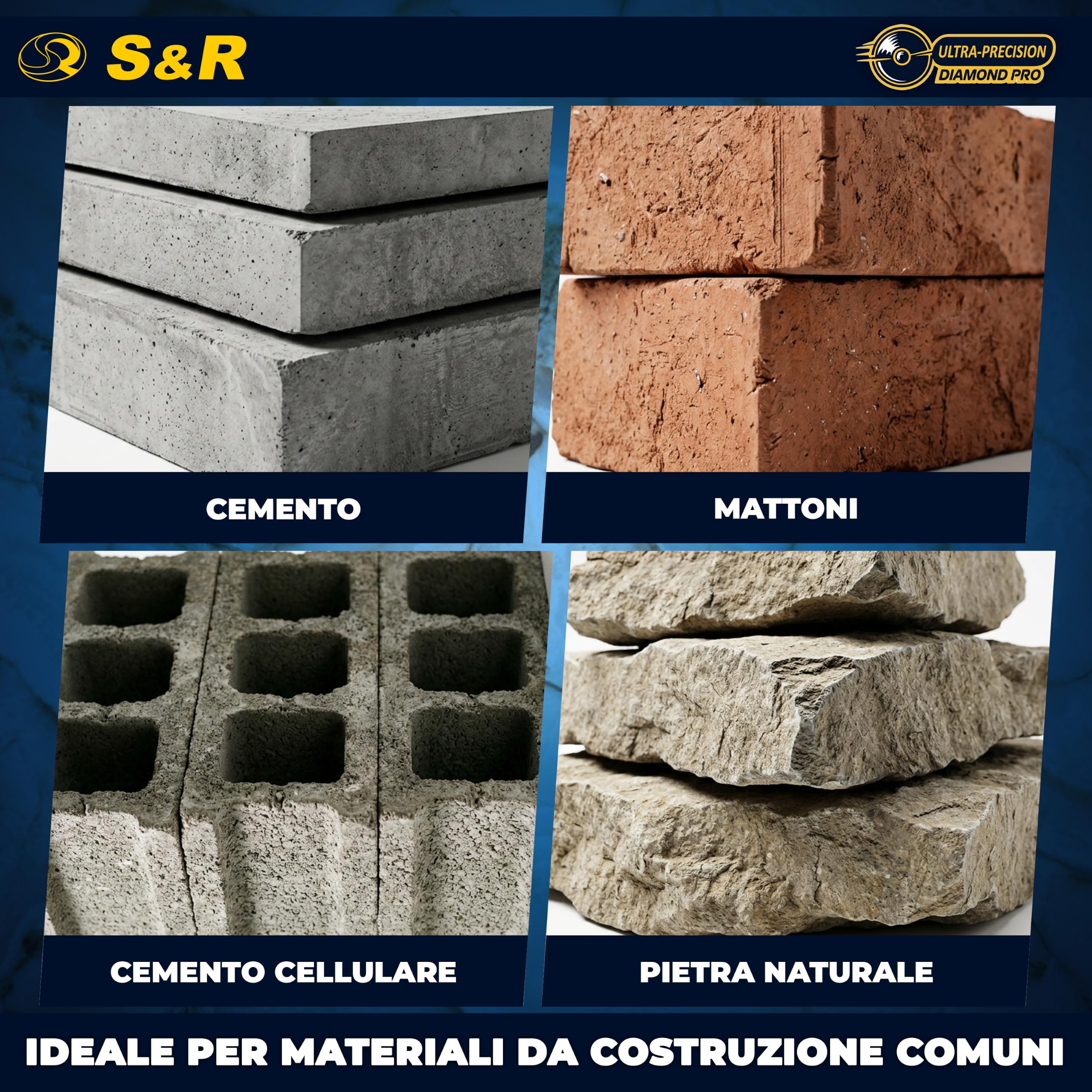 S&R Disco diamantato 350 mm Calcestruzzo. Disco Smerigliatrice 350 per troncare tagliare Calcestruzzo, Pietra, Mattoni Muratura