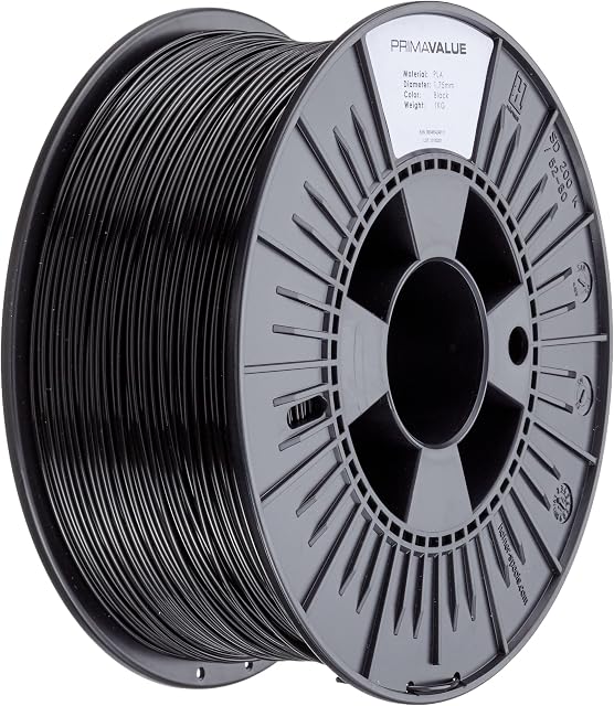 3D Prima PrimaValue PLA Filament, 1.75 mm, 1 kg Spool, Black