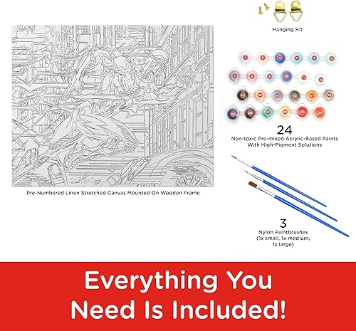 Miniatura 3 de AQUARIUS The Flash Art by Numbers - Kit de pintura (lienzo estirado de 16 x 20 pulgadas), 24 pinturas, 3 pinceles, listo para colgar, coleccionable