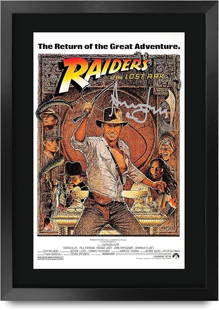 HWC Trading A3 FR Indiana Jones Raiders Of The Lost Ark Movie Poster Harrison Ford Signed Gift FRAMED A3 Printed Autograph Film Gifts Print Photo Picture Display