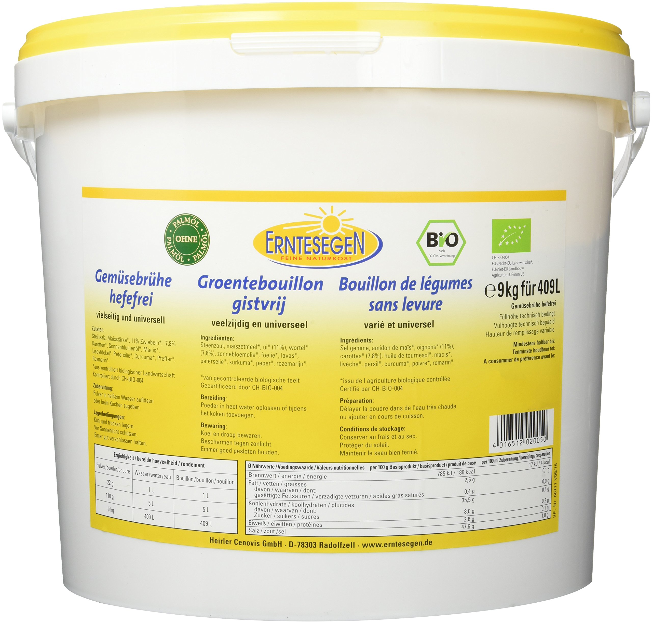 Erntesegen Bio Gemüsebrühe hefefrei, 1er Pack (1 x 9 kg)