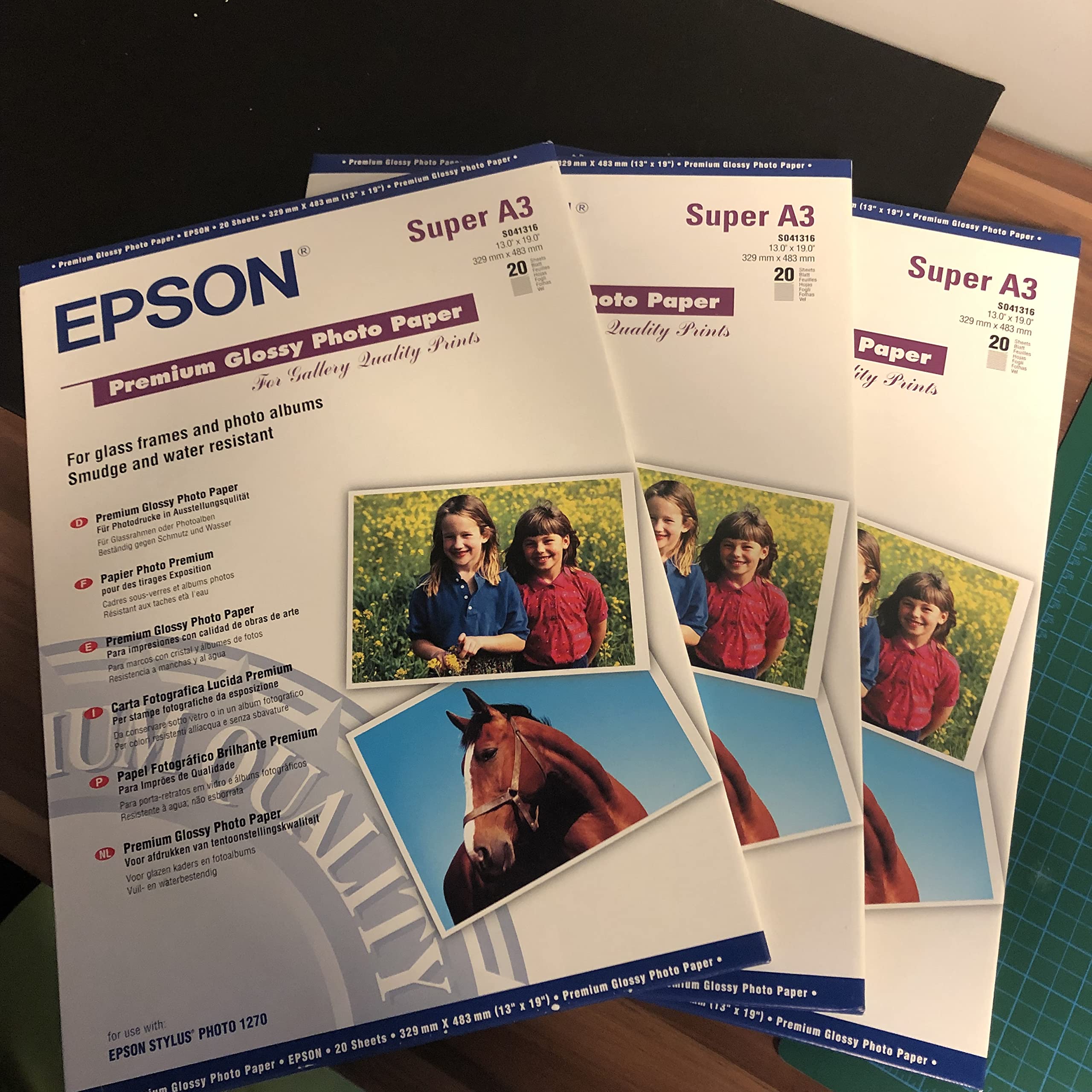 Epson Premium Photo Paper Glossy 255gsm A3plus Ref S041316 [20 Sheets]