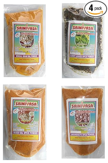 Andhra Special Spicy Powder Combo - Pack of 4 x 100gm (Bengal Gram Dal Powder, Curry Leaves Spicy Powder, Mixed Dal Spicy Powder & Groundnut Spicy Idly Powder)