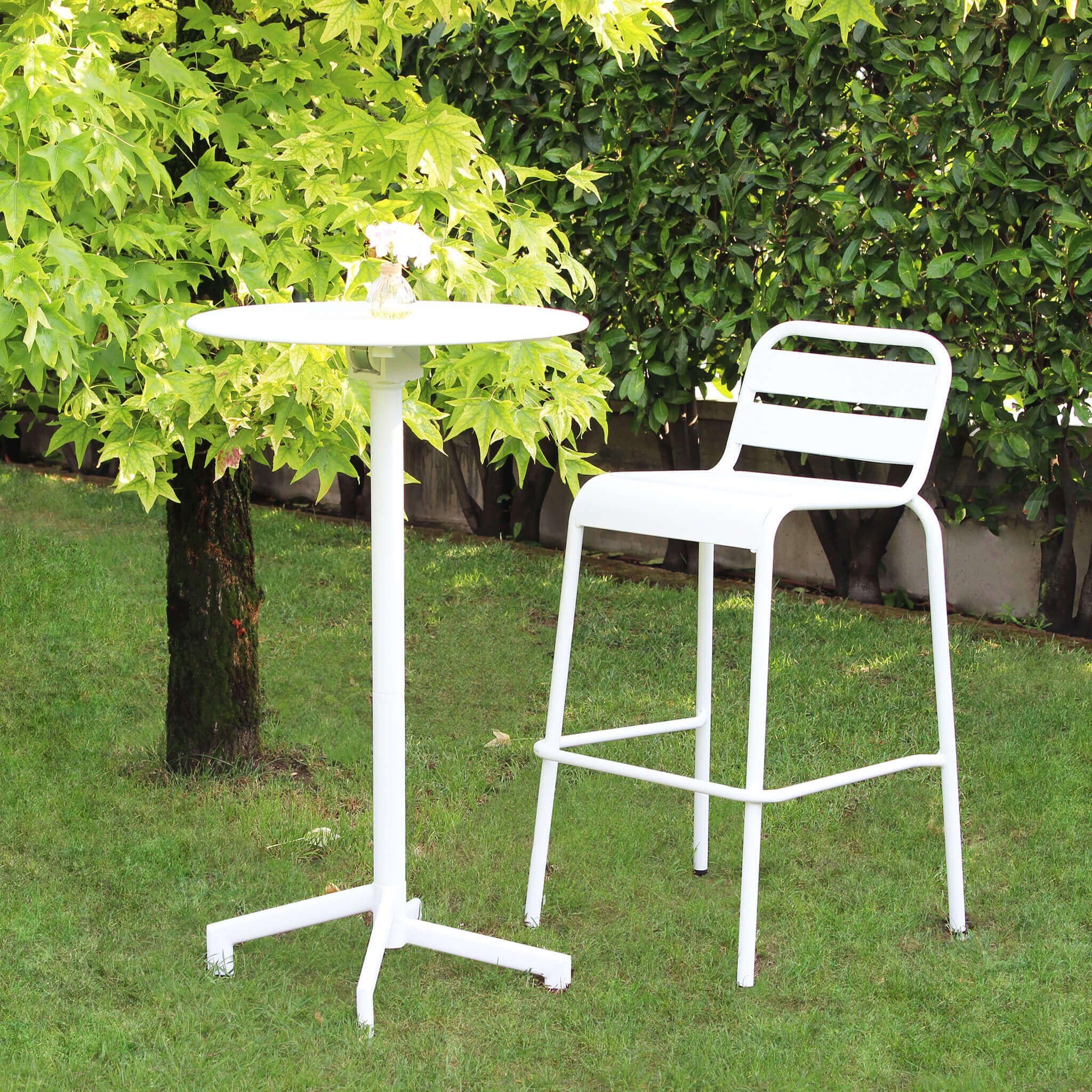 milani home - tavolo alto da bar per esterno, Opera, 60 x 102 cm, in acciaio, bianco