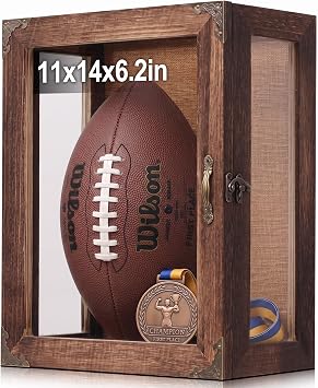 Shadow Box Display Case 11x14, 6.2" Deep, 5-Sided Glass, Solid Wood