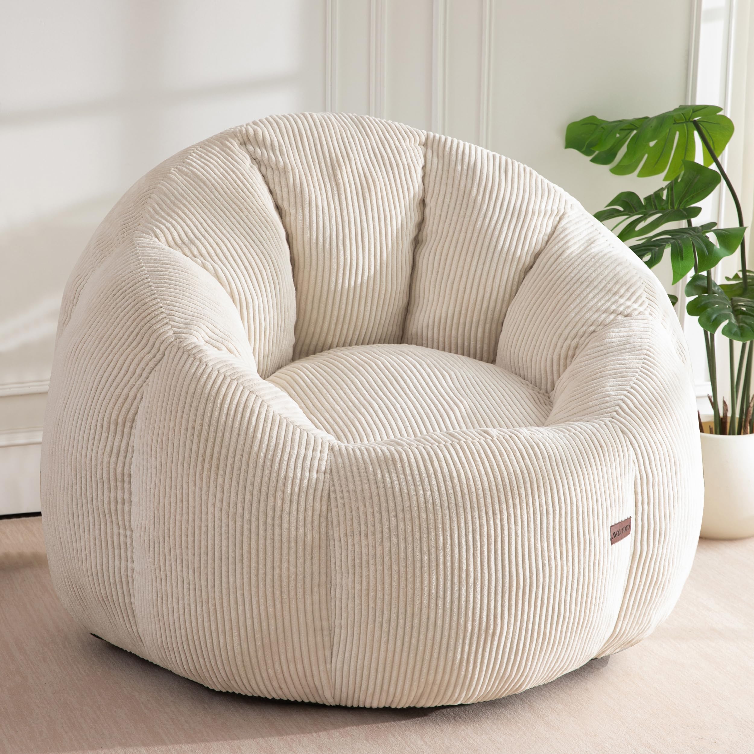 MAXYOYO Bean Bag Chair for Adults, Oversized Pumpkin-Shaped Boneless Chair