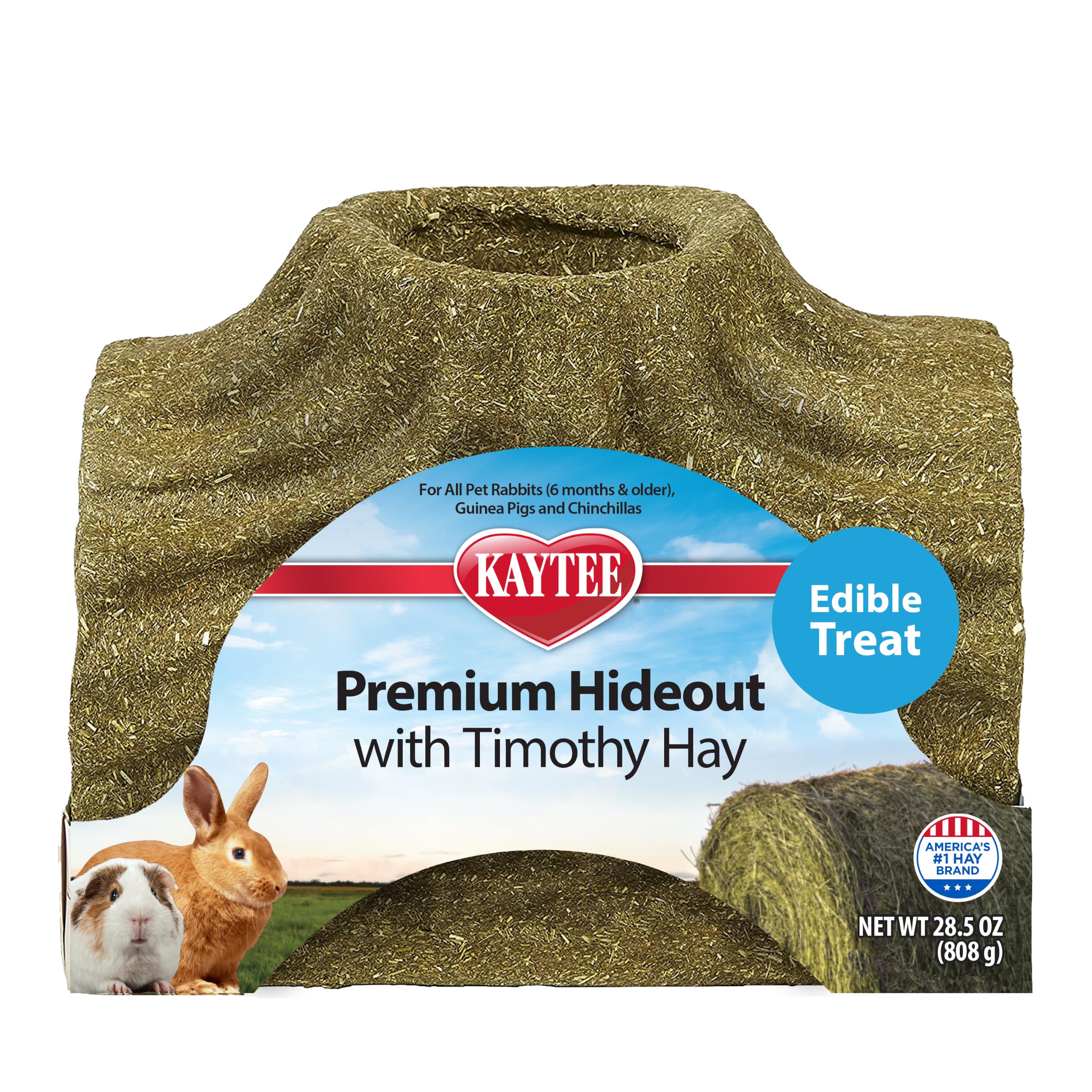 Kaytee Premium Timothy Treat Hideout for Rabbits, Guinea Pigs, Large | Chew and hide. Timothy hay rabbit toys for nesting. 100% edible, guinea pig hideout, large