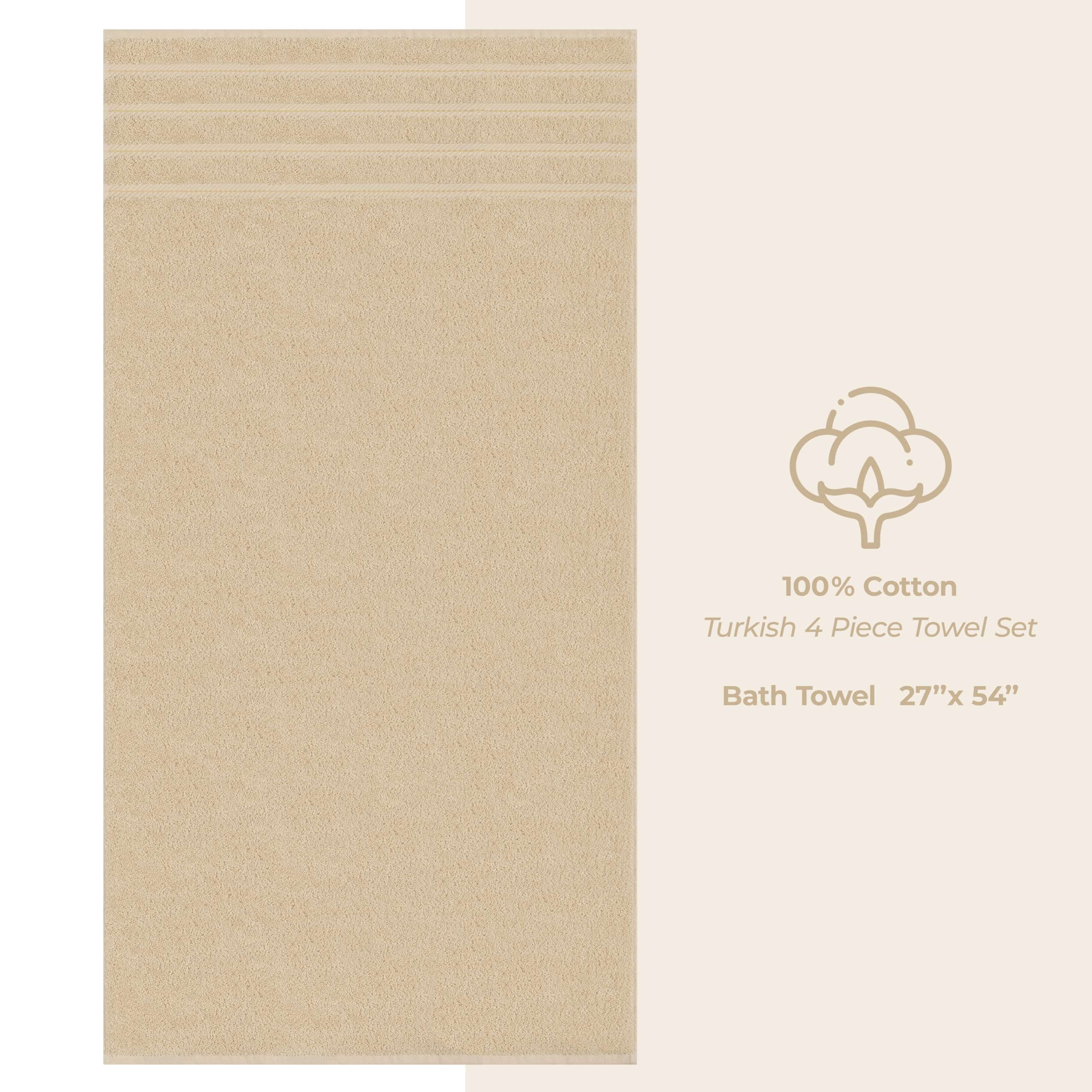 American Soft Linen - Juego de lujosas toallas calidad hotel y spa confeccionadas con algodón turco para máxima suavidad absorción, rápido secado, 4 baño 68,5 x 137 cm Arena topo