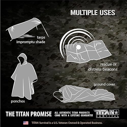 Miniatura 4 de TITAN cobija de supervivencia doble faz Diseñada por NASA para la exploración del espacio y la retención de calor Ideal para maratones kits de