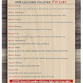 IWB Leather Holster, Genuine Leather Gun Holster for Glock 19/42/43X Ruger LC9S/Security 9/Max 9, Sig P365/P320/P220, Taurus G2C/G3C/GX4 Springfield XD/XDS/Hellcat and Similar Sized Handguns