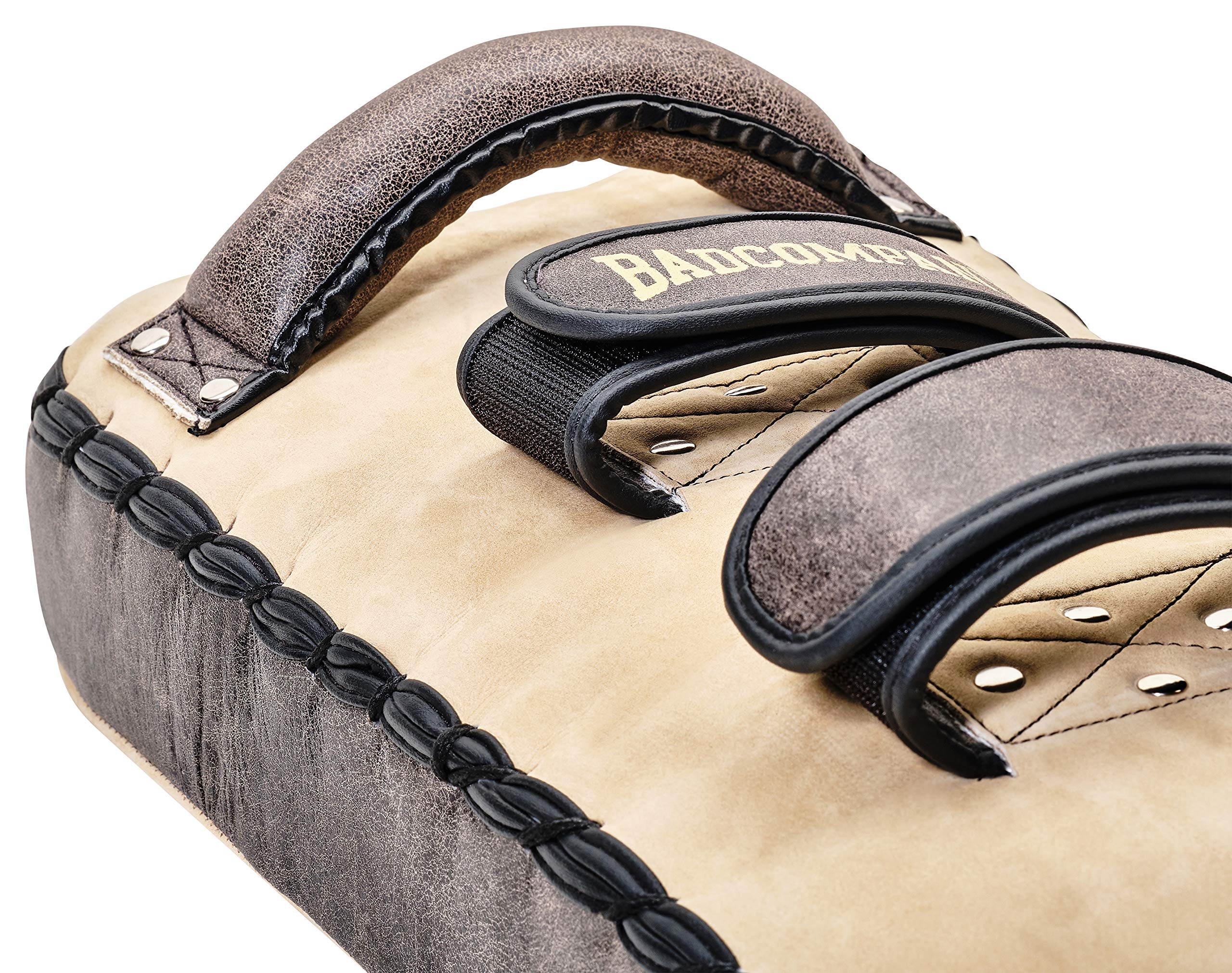 Bad Company Retro Rindsleder Makiwara I Schlagpolster im Mexican-Style I Kicking Pad mit mehrschichtiger Polsterung einzeln oder als Set