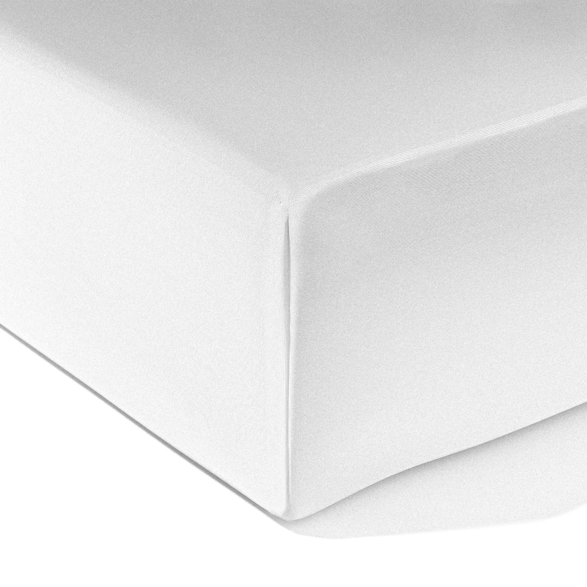 wyewye Double Fitted Sheet, White, 135x190 cm with 40 cm Super Deep Pocket, Microfiber Fabric Bed Fitted Sheets, Breathable