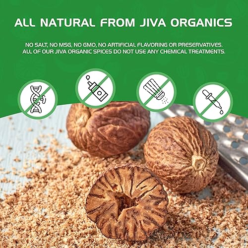 Miniatura 8 de Jiva Organics Bolsa entera de nuez moscada orgánica de 8 onzas, 100% natural y sin OMG