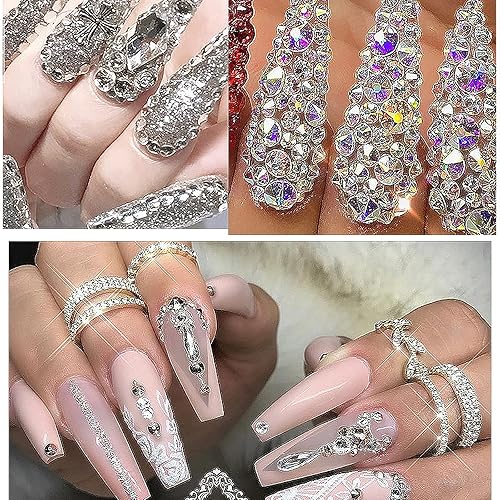 Miniatura 5 de 4880 unidades de diamantes de imitación morados para uñas, piedras preciosas de cristal para uñas, piedras moradas claras, redondas, multiformas,