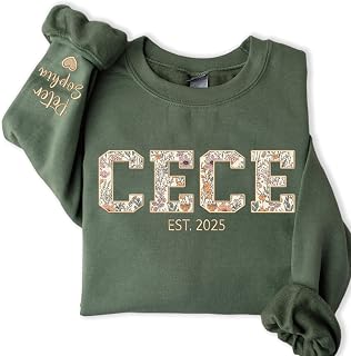 Custom Grandma Embroidered Sweatshirt, New Mom Gifts, Mama Floral Applique Sweatshirt