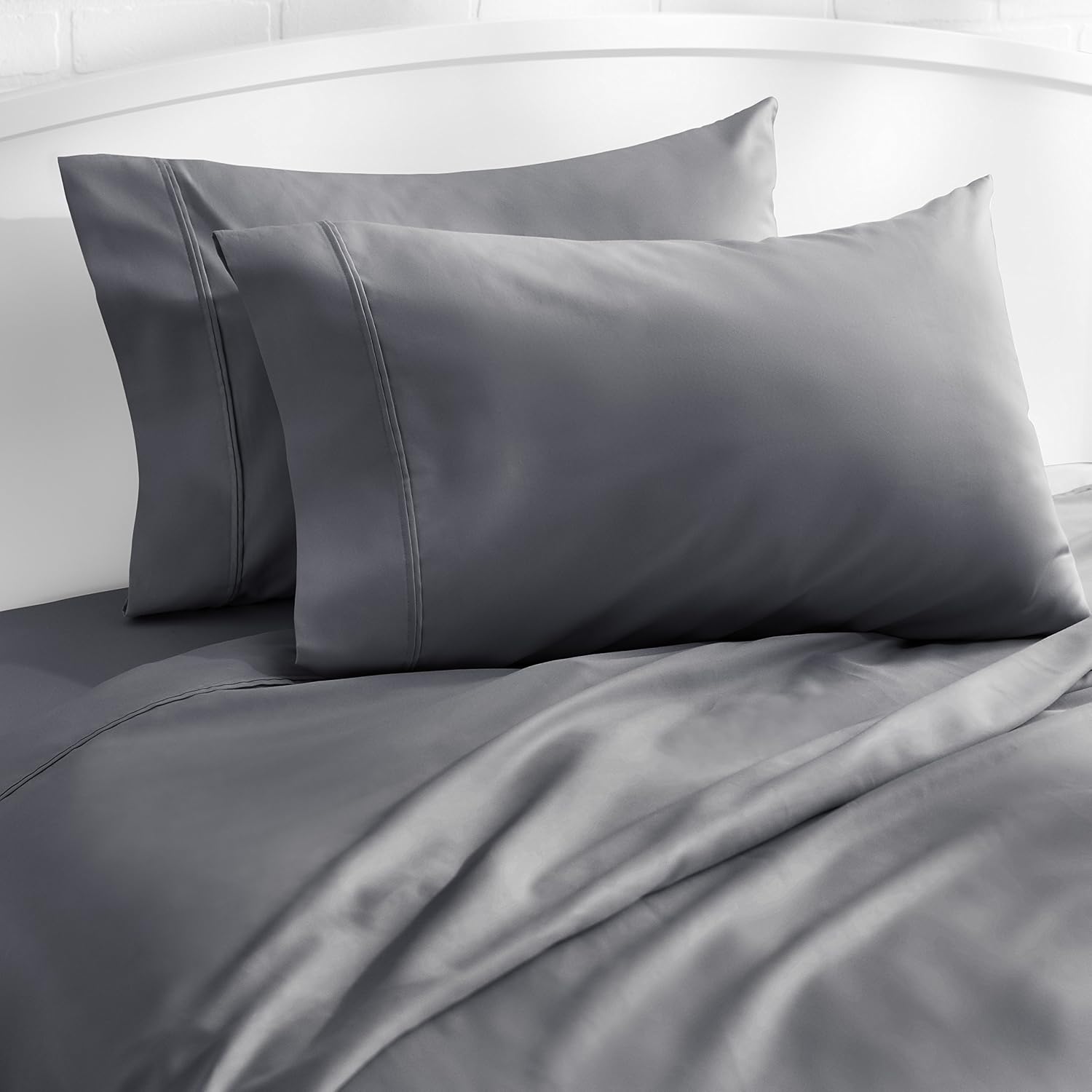Amazon Basics 400 Thread Count Sheet Set, King, Dark Grey