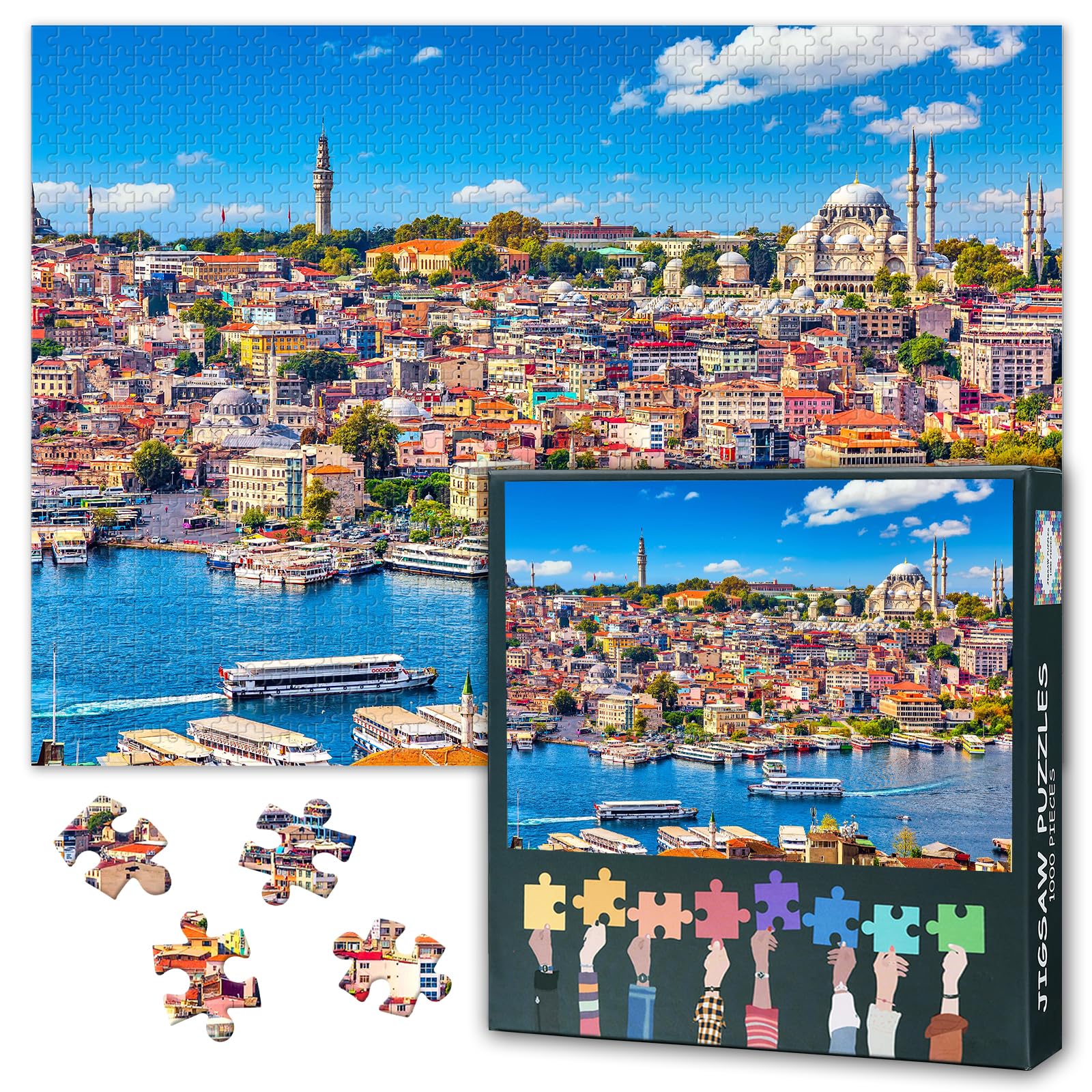 Istanbul Cityscape Art 1000 Piece Jigsaw Puzzles for Adults, Family Challenging Puzzle GameTurkey Skyline, Birthday Party Gift for Men Women Home Decor (27.5"x19.7") โ image 1