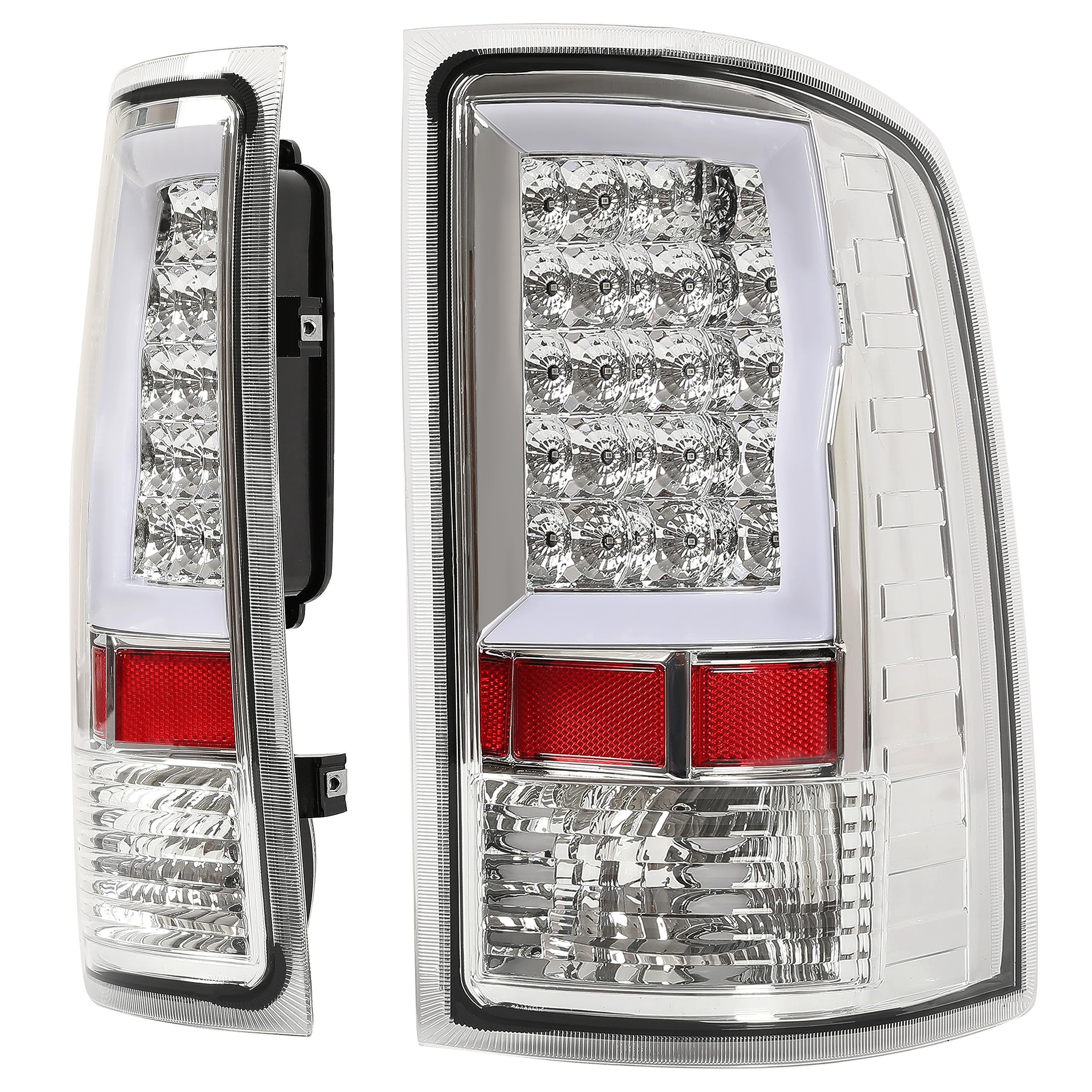2007 Gmc Sierra Tail Lights LED Tube Tail Lights For GMC Sierra 1500/2500HD/ 3500HD (2007-2014) - Clear Lens, Black Housing, DOT Certified Clear Lens Black Housing Tail Lights - Foto 8