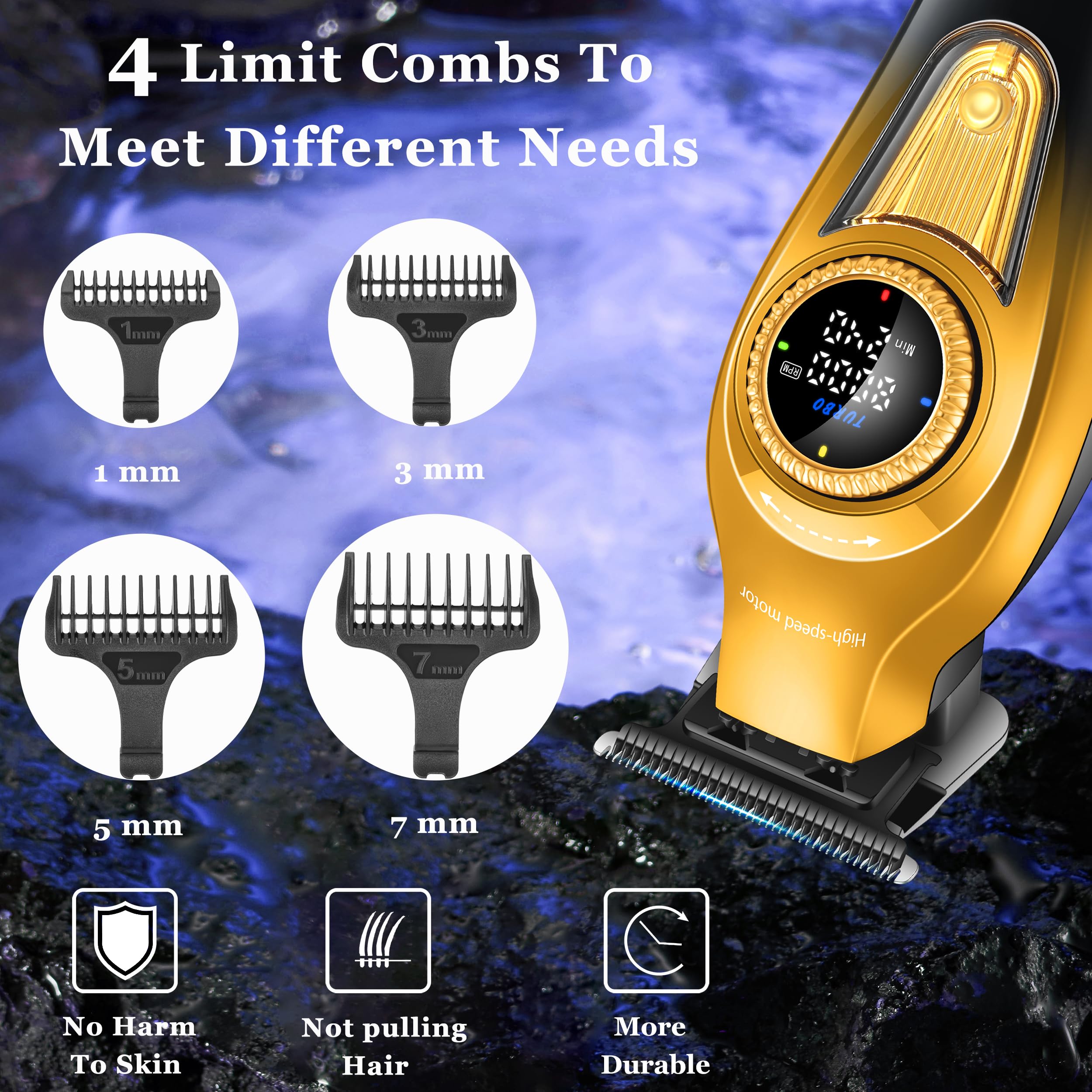 KEMEI 1677 Beard Trimmer for Men Professional Hair Clippers, Cordless Barber Clippers with LED Display - Image 3