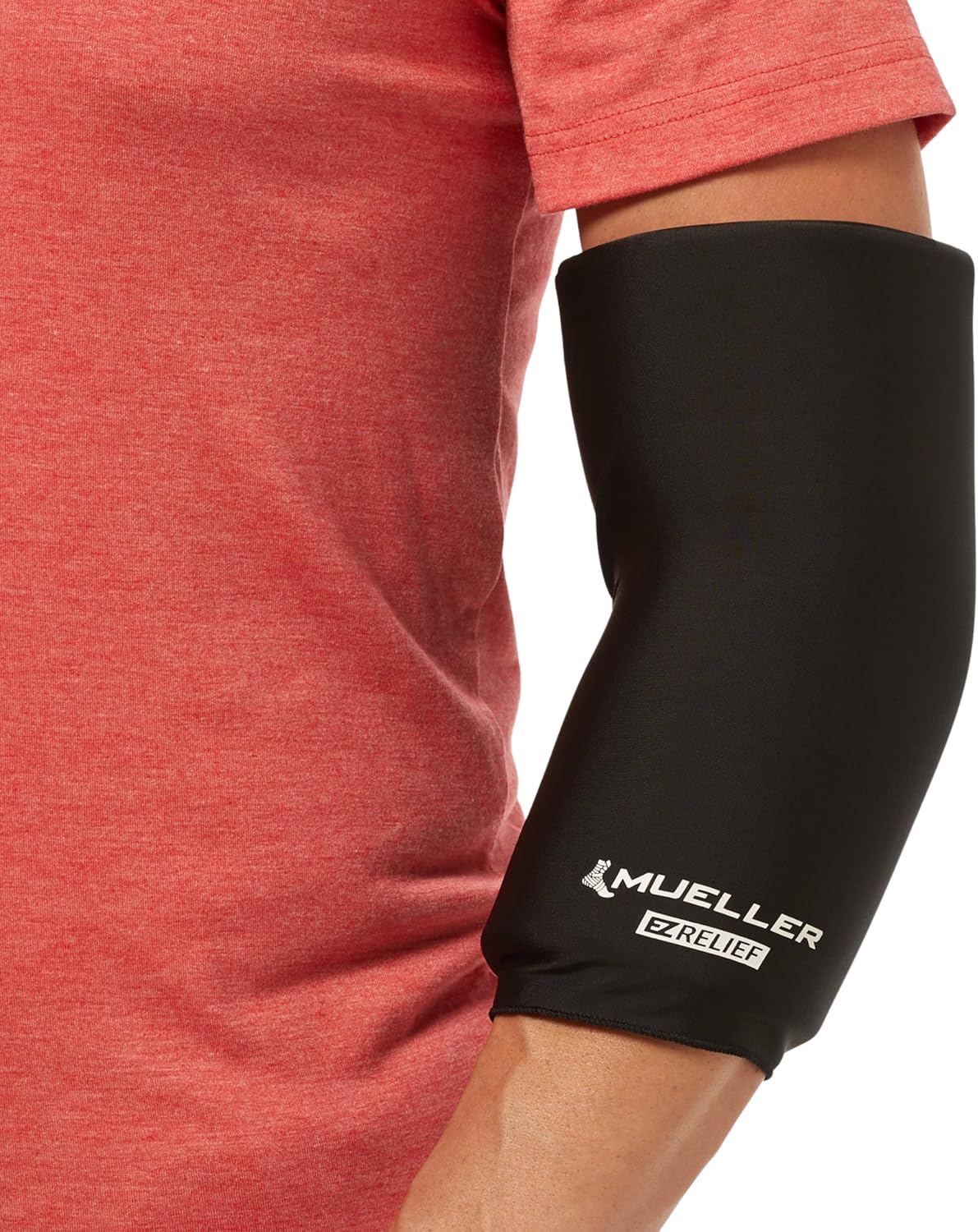 MUELLER Sports Medicine EZ Relief Compression Sleeve for Men and Women, Pain Relief Support, Reduces Swelling on Knees, Elbows, Wrists, Ankles, and More, Fits Right or Left, Black, One Size