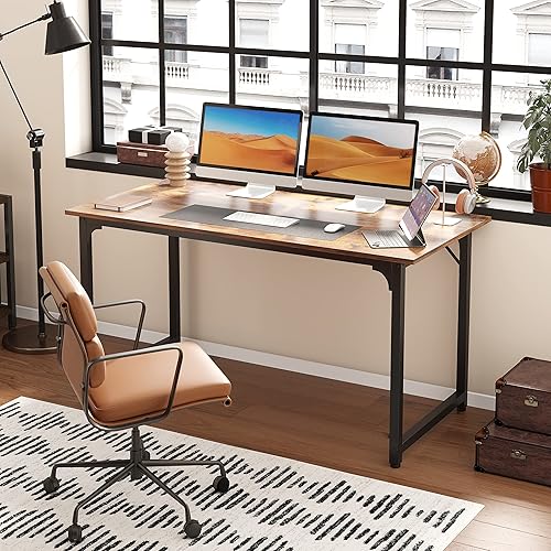 Miniatura 4 de Flrtenv - Escritorio para computadora de oficina en casa, muy resistente, estilo moderno y sencillo, para computadora portátil, estación de trabajo,