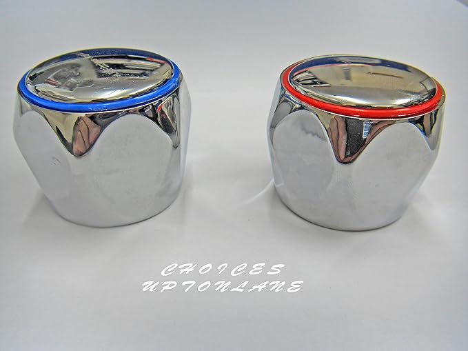 REPLACEMENT HOT & COLD TAP TOP HEAD COVERS CHROME PLATED FOR BASIN