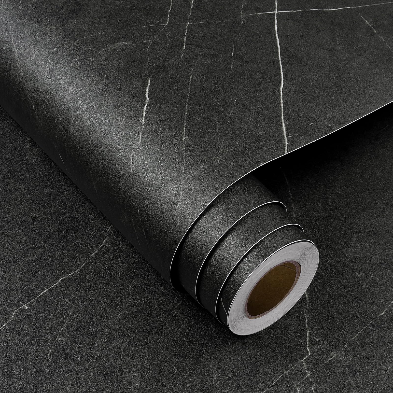 FunStick 60CM×5M Carta da Parati Marmo Adesivo Muro Salotto Rivestimento Adesivo per Tavolo Cucina Carta Adesiva per Mobili Marmo Pellicola Adesiva Nera per Mobili Vinile Pellicola Adesiva per Tavolo