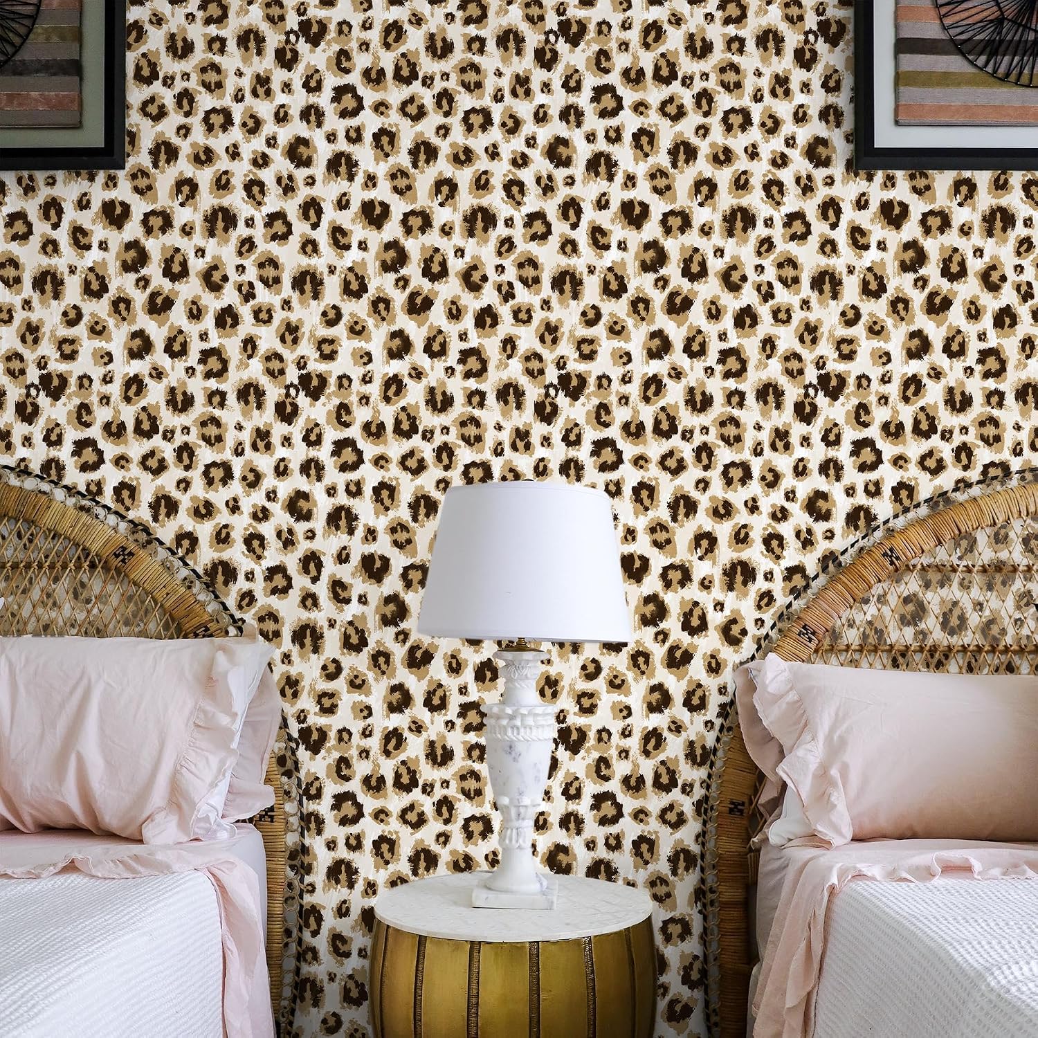 Rugreat Leopard Print Wallpaper Peel and Stick Cheetah Contact Paper for Cabinet Removable Self Adhesive Wallpaper Black/Brown Unique Funky Contact Paper for Bedroom Bathroom Waterproof 393inL17.3inW