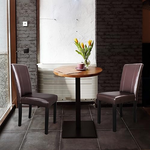 Miniatura 6 de ZenStyle Silla de comedor sillas de comedor con cojín de poliuretano silla Parson acolchada de cuero sintético con patas de madera para cocina