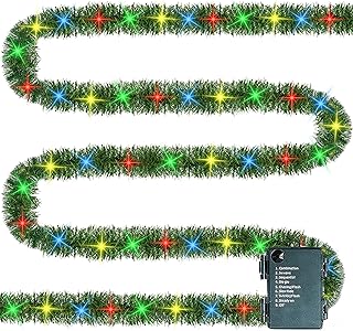 TW SHINE 30 FT Pre-Lit Christmas Garland Decorations, 100 LED Lighted Ar...