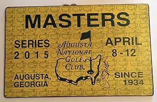 Jordan Spieth signed 2015 Masters golf badge large wood display ticket badge rare psa dna