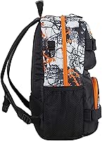 Vista 3 de Eastsport Mochila de viaje para monopatín con doble correa, bolsa para laptop de diseño multideportivo para hombres y mujeres, naranja blanco negro
