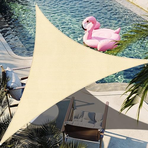 12' x 12' x 12' Beige Triángulo Sun Shade Toldo de tela duradera UV Block Toldo, hacemos pedidos personalizados
